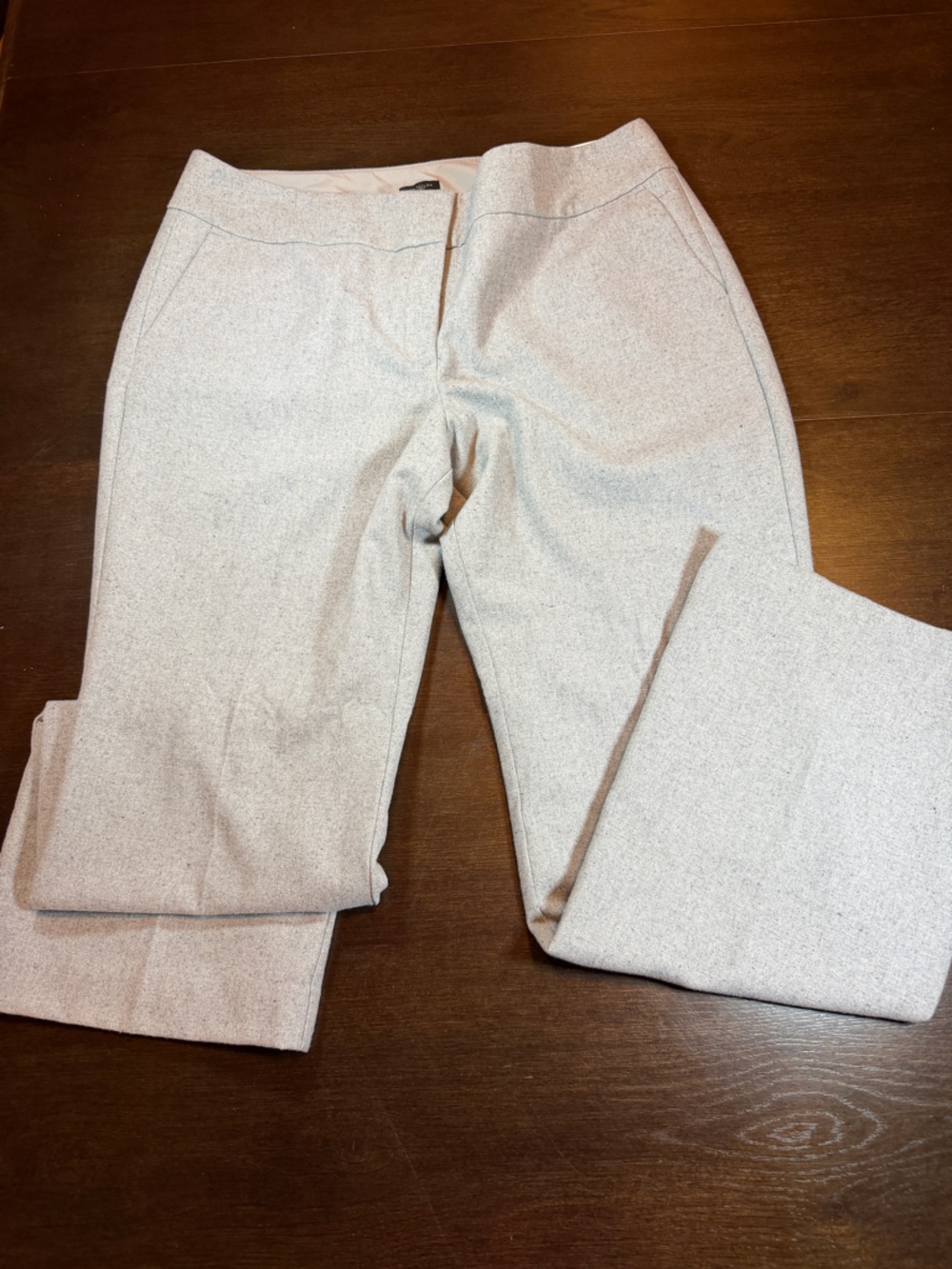 NWT Ann Taylor Curvy Fit Wool Trousers 14 Light Gray Speckled Lined Career